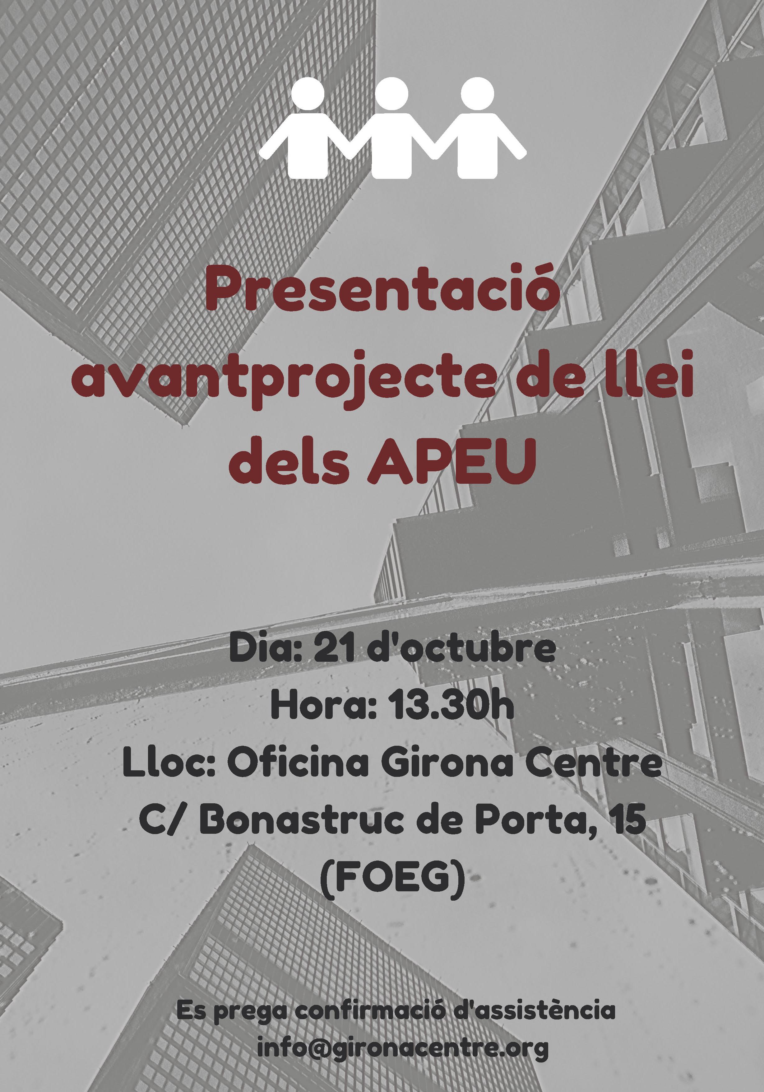 Jornada de presentació de l'avantprojecte de llei dels APEU als establiments associats a Girona Centre